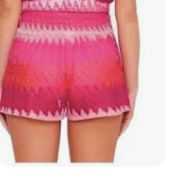 Trina Turk Crochet Multi Color Cover Up Shorts With Pockets Women's Size L NWT - Picture 2 of 5